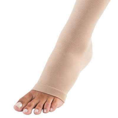 Η κάλτσα ριζομηρίου διαβαθμισμένης συμπίεσης με ζώνη Sigvaris Cotton 2 διατίθεται με ανοιχτά δάκτυλα