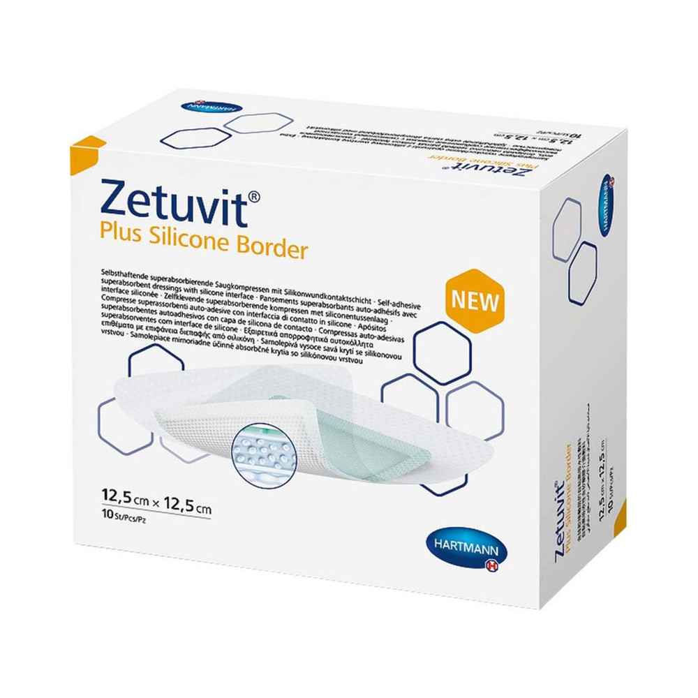 Επιθέματα κατακλίσεων αυτοκόλλητα Hartmann Zetuvit Plus Silicone Border 12,5x12,5 cm | Συσκευασία 10 τεμ.