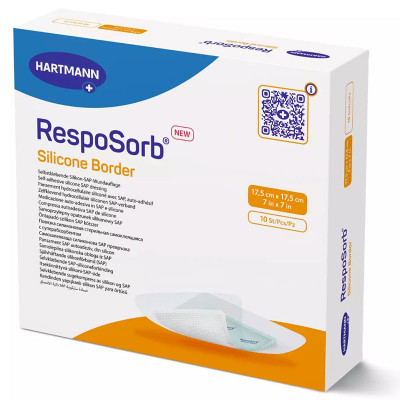 Επιθέματα κατακλίσεων αυτοκόλλητα Hartmann Resposorb Plus Silicone Border 17,5x17,5 cm | Συσκευασία 10 τεμ. Επιθέματα κατακλί...