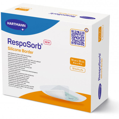 Επιθέματα κατακλίσεων αυτοκόλλητα Hartmann Resposorb Silicone Border 10x10 cm | Συσκευασία 10 τεμ. Επιθέματα κατακλίσεων Hart...