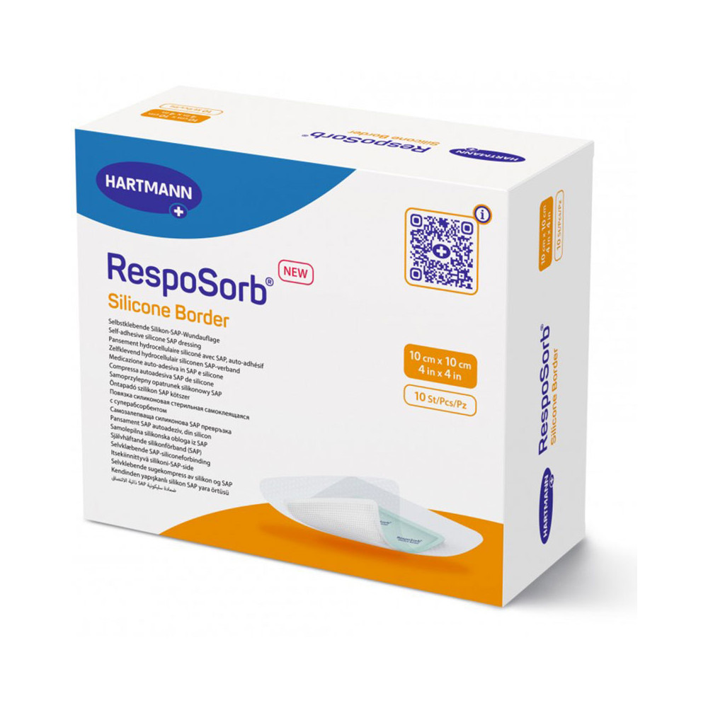 Επιθέματα κατακλίσεων αυτοκόλλητα Hartmann Resposorb Silicone Border 10x10 cm | Συσκευασία 10 τεμ. Επιθέματα κατακλίσεων Hart...
