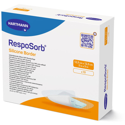 Επιθέματα κατακλίσεων αυτοκόλλητα Hartmann Resposorb Silicone Border 12,5x12,5 cm | Συσκευασία 10 τεμ. Επιθέματα κατακλίσεων ...