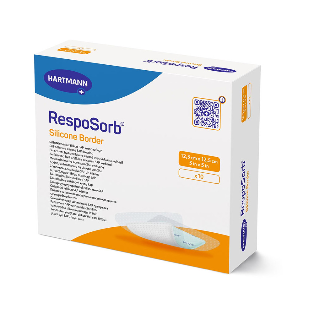 Επιθέματα κατακλίσεων αυτοκόλλητα Hartmann Resposorb Silicone Border 12,5x12,5 cm | Συσκευασία 10 τεμ. Επιθέματα κατακλίσεων ...