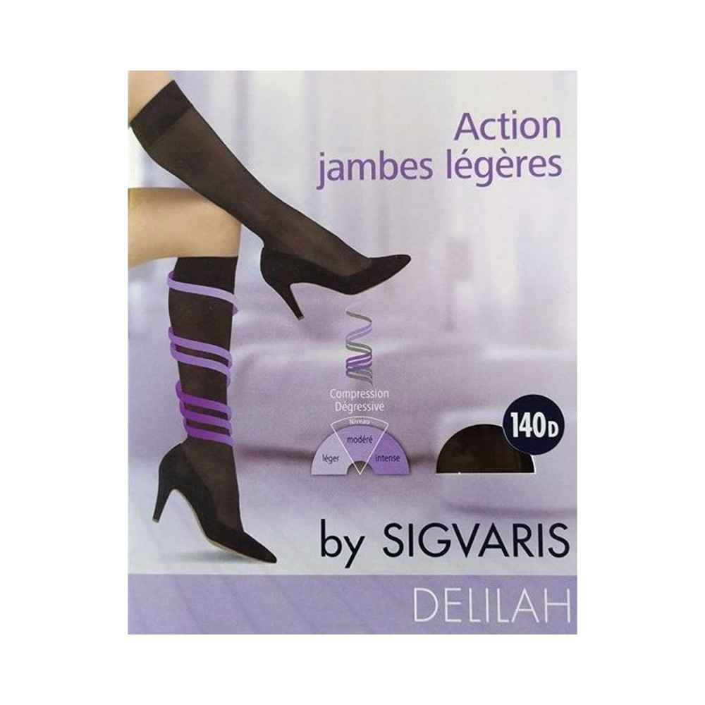 Κάλτσες κάτω γόνατος πρόληψης φλεβίτιδας Sigvaris Delilah 140 DEN Μαύρο