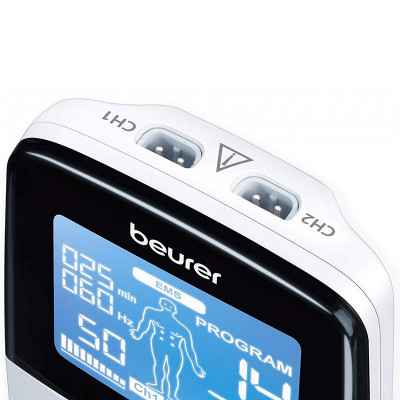 Η συσκευή ηλεκτροθεραπείας EMS / TENS Beurer EM 49 έχει 2 ξεχωριστά ρυθμιζόμενα κανάλια για σύνδεση 4 ηλεκτροδίων