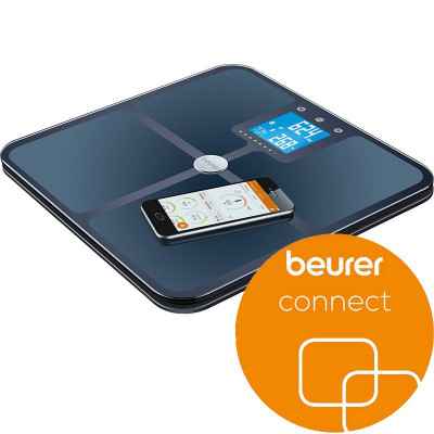 Η διαγνωστική ζυγαριά μπάνιου Beurer BF 950 συνδέεται με το κινητό smartphone μέσω Bluetooth®